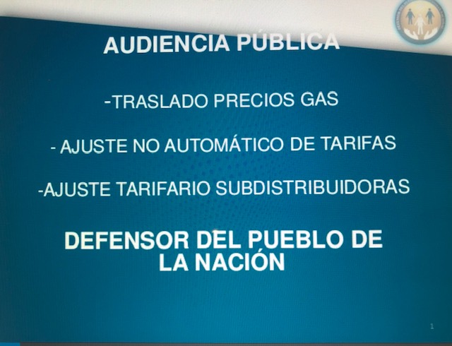 Posición de la Defensoría del Pueblo de la Nación en la Audiencia Pública de Gas