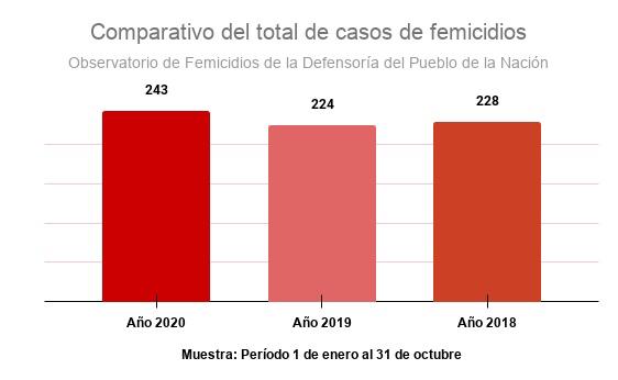 La Defensoría del Pueblo de la Nación registró 243 femicidios y 172 niños se quedaron sin madre, en los primeros 10 meses del 2020 